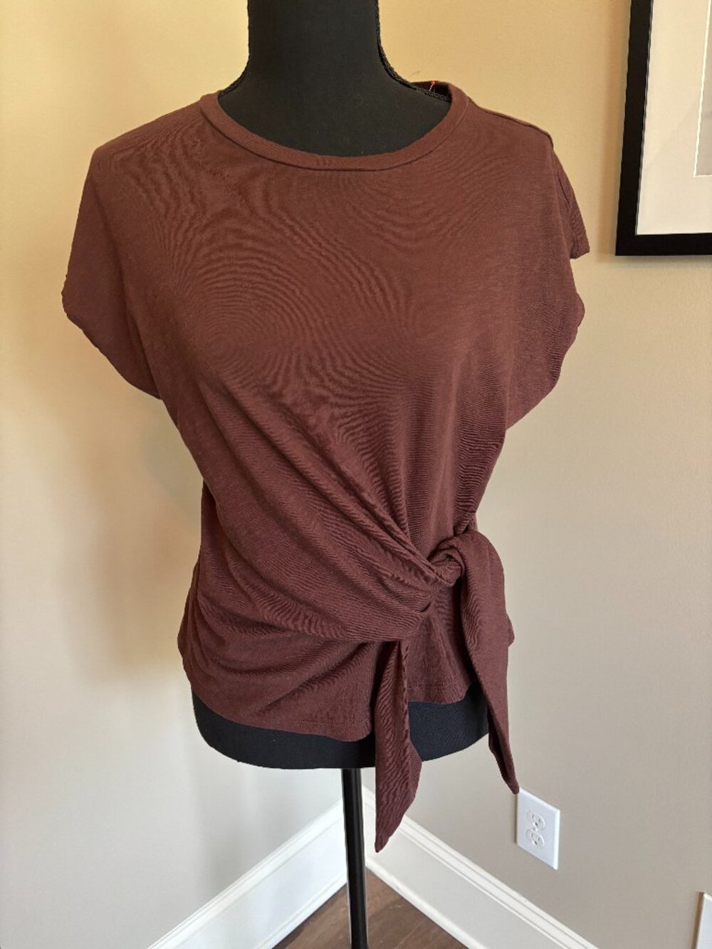 Ann Taylor Waist Tie Tee-Brown